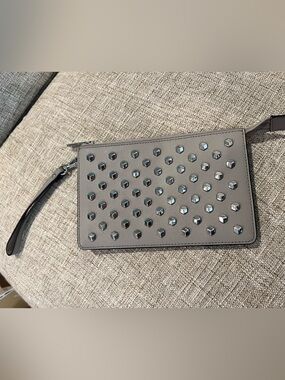 Michael Kors Wristlet Clutch grey w/ silver studs NWOT